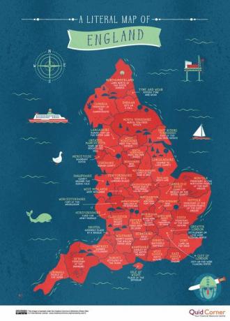 Буквално име мапа Велике Британије - Енглеске - Куицк Куид